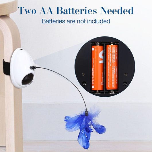 Electric cat toy with a white dome base, a flexible black rod, and a vibrant blue feather attachment. - Image 15