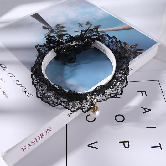 Anillo de Boda para Gato con Campana - Diseño Encaje Negro y Blanco - Image 4