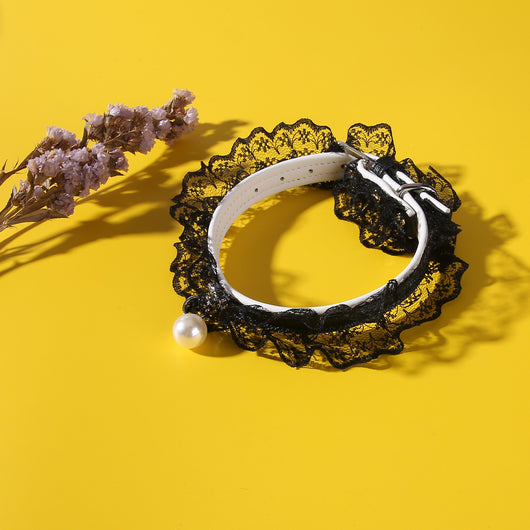 Anillo de Boda para Gato con Campana - Diseño Encaje Negro y Blanco - Image 6