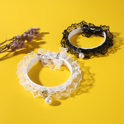 Anillo de Boda para Gato con Campana - Diseño Encaje Negro y Blanco - Image 7