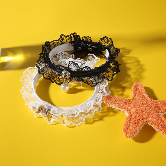 Anillo de Boda para Gato con Campana - Diseño Encaje Negro y Blanco - Image 8
