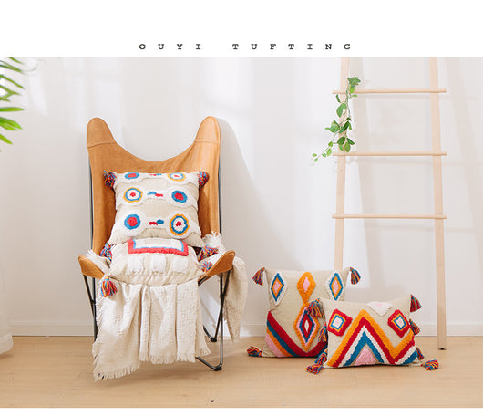 Funda de Almohada con Diseño Geométrico y Borlas - Image 11