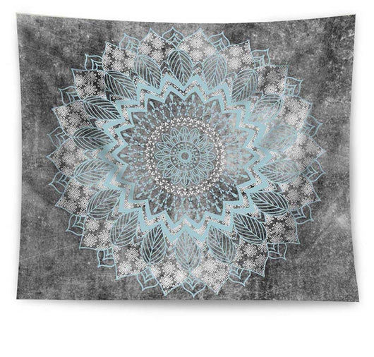 Black tapestry with white constellations and a large grey moon hanging above a bed in a bedroom. - Image 11