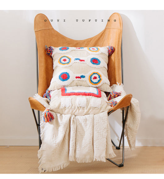 Funda de Almohada con Diseño Geométrico y Borlas - Image 15