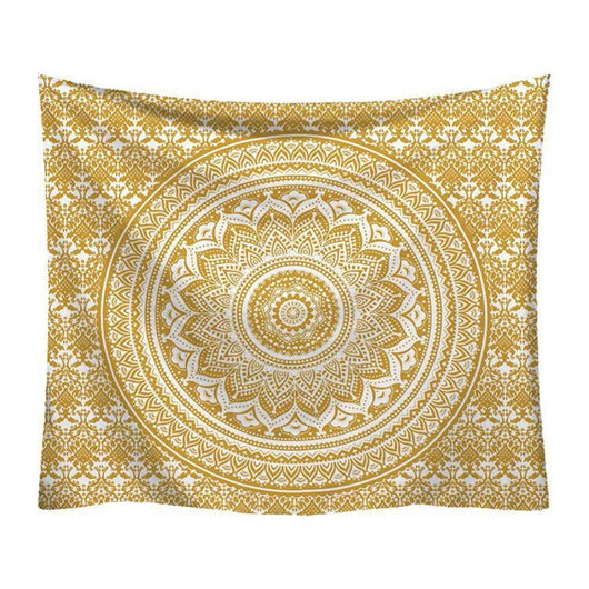 Black tapestry with white constellations and a large grey moon hanging above a bed in a bedroom. - Image 13