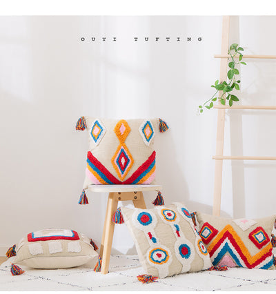 Funda de Almohada con Diseño Geométrico y Borlas - Image 16