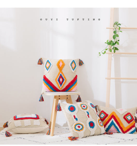 Funda de Almohada con Diseño Geométrico y Borlas - Image 16