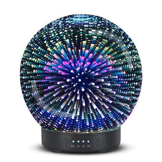 Spherical 3D aromatherapy essential oil diffuser with 7 LED color lighting modes and a black base. - Image 7