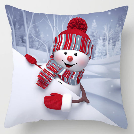 Funda de Almohada Navideña Muñeco de Nieve Tono Melocotón - Image 24