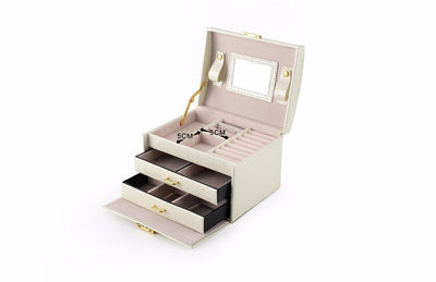 Joyero de Cuero PU con Tres Niveles y Doble Cajón para Joyas - Image 10