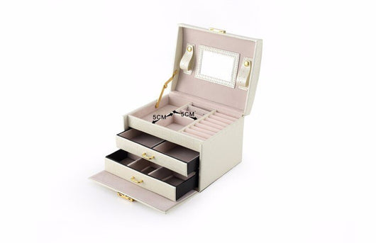 Joyero de Cuero PU con Tres Niveles y Doble Cajón para Joyas - Image 10
