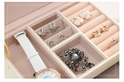 Joyero de Cuero PU con Tres Niveles y Doble Cajón para Joyas - Image 13