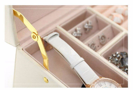 Joyero de Cuero PU con Tres Niveles y Doble Cajón para Joyas - Image 14