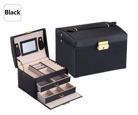 Joyero de Cuero PU con Tres Niveles y Doble Cajón para Joyas - Image 15