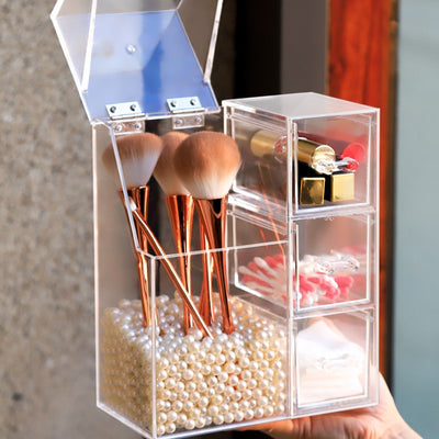Organizador de Maquillaje y Joyas Acrílico Transparente con Tapa - Image 5