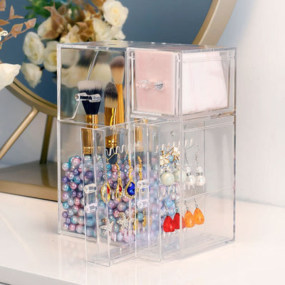 Organizador de Maquillaje y Joyas Acrílico Transparente con Tapa - Image 9