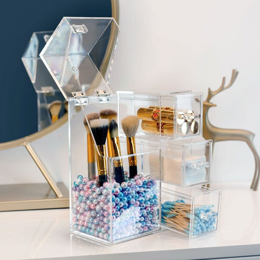Organizador de Maquillaje y Joyas Acrílico Transparente con Tapa - Image 11