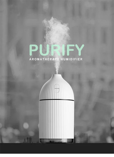 Pink ribbed aromatherapy diffuser and ultrasonic humidifier with a transparent brown base and control buttons. - Image 5
