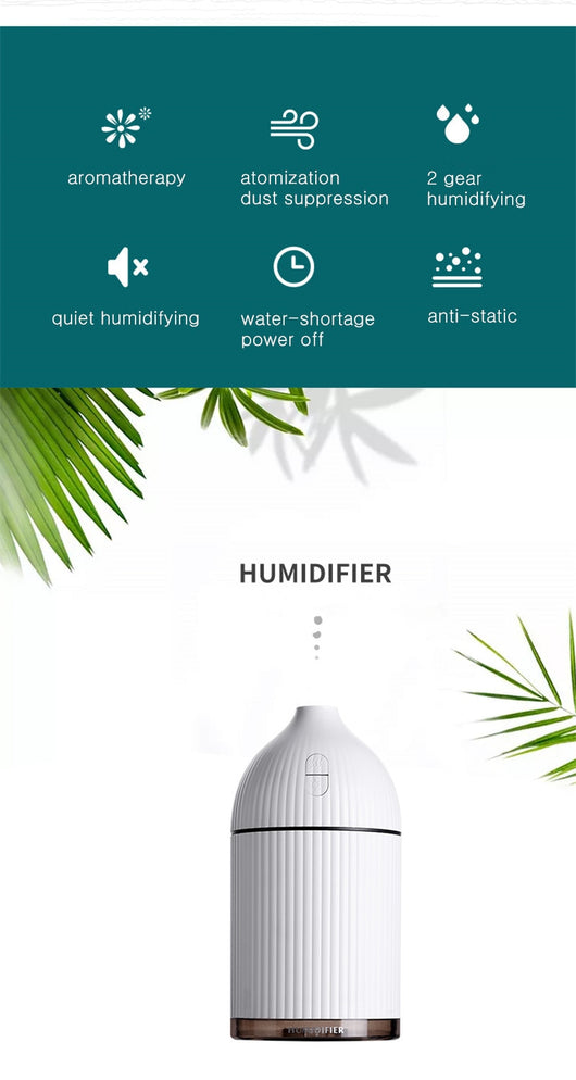 Pink ribbed aromatherapy diffuser and ultrasonic humidifier with a transparent brown base and control buttons. - Image 8