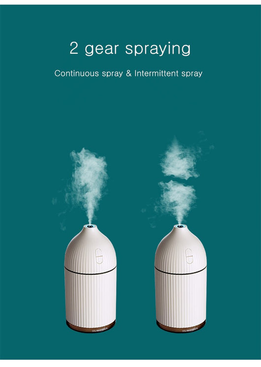 Pink ribbed aromatherapy diffuser and ultrasonic humidifier with a transparent brown base and control buttons. - Image 16