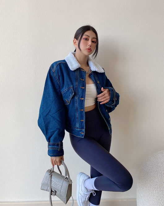 Chaqueta Denim Retro Americana con Forro de Lana para Mujer - Image 21