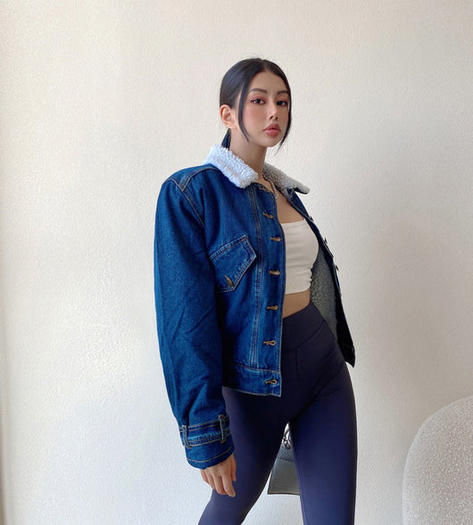 Chaqueta Denim Retro Americana con Forro de Lana para Mujer - Image 22