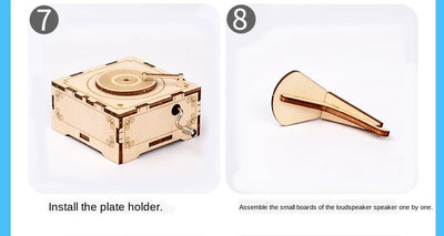 Caja de Música Gramófono de Madera Ornamental Estilo Retro - Image 10