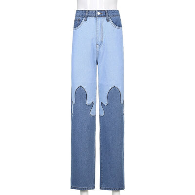Jeans Casuales Talle Alto con Costuras de Contraste Flame - Image 15