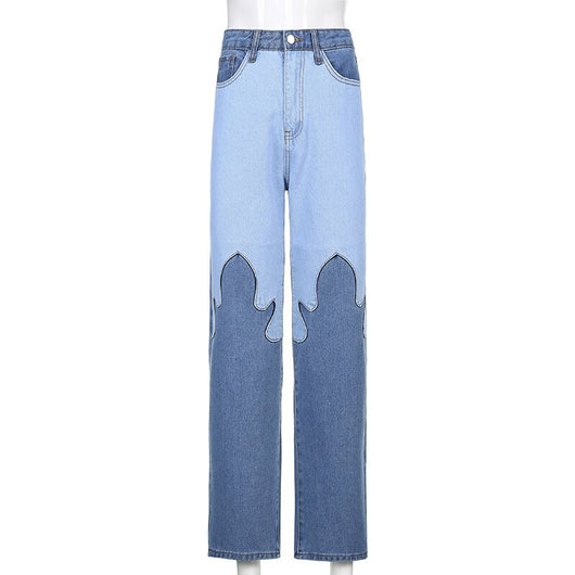 Jeans Casuales Talle Alto con Costuras de Contraste Flame - Image 15