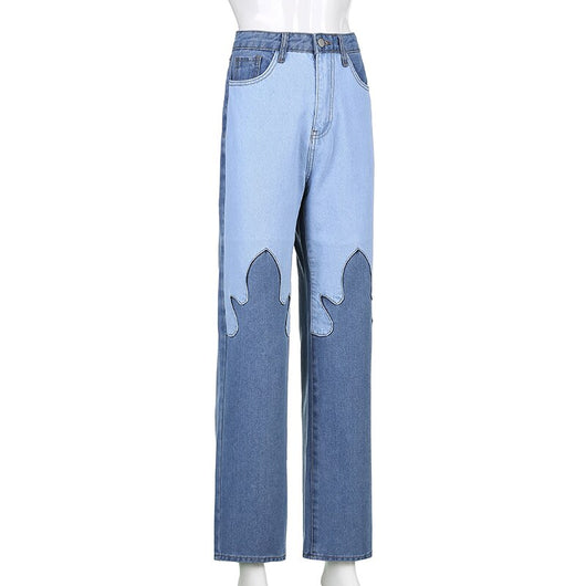 Jeans Casuales Talle Alto con Costuras de Contraste Flame - Image 16