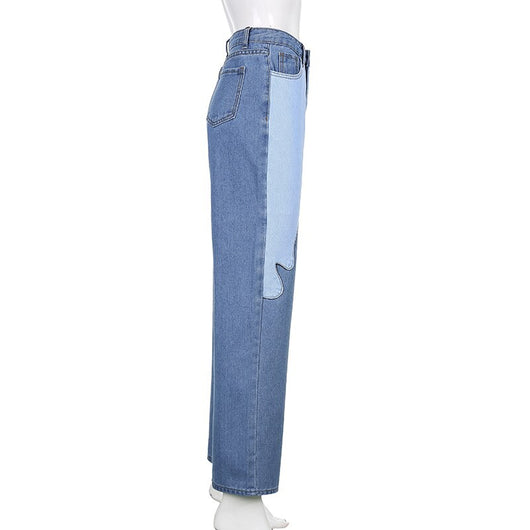 Jeans Casuales Talle Alto con Costuras de Contraste Flame - Image 17