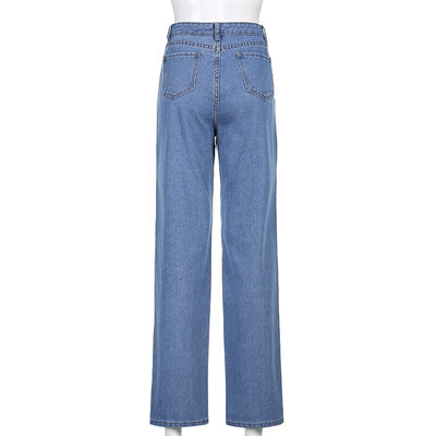 Jeans Casuales Talle Alto con Costuras de Contraste Flame - Image 18