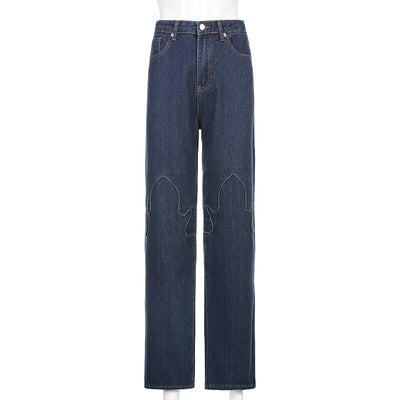 Jeans Casuales Talle Alto con Costuras de Contraste Flame - Image 19