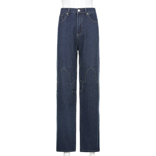 Jeans Casuales Talle Alto con Costuras de Contraste Flame - Image 19