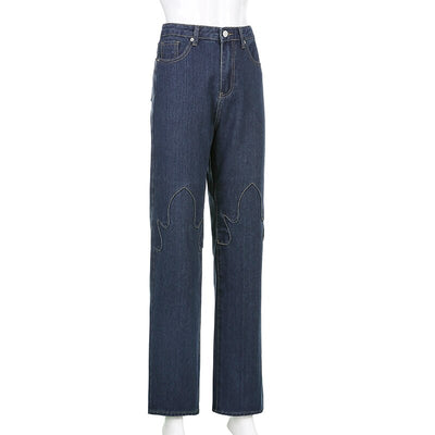 Jeans Casuales Talle Alto con Costuras de Contraste Flame - Image 20