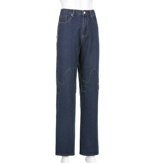 Jeans Casuales Talle Alto con Costuras de Contraste Flame - Image 20