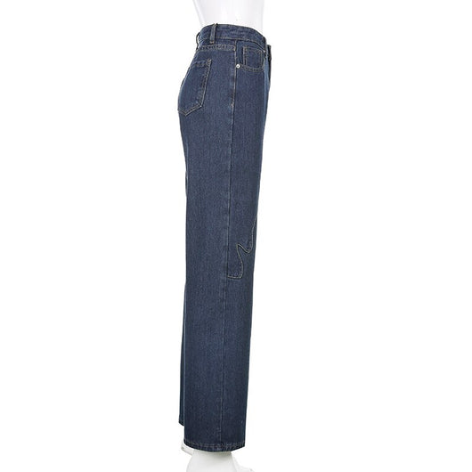 Jeans Casuales Talle Alto con Costuras de Contraste Flame - Image 21