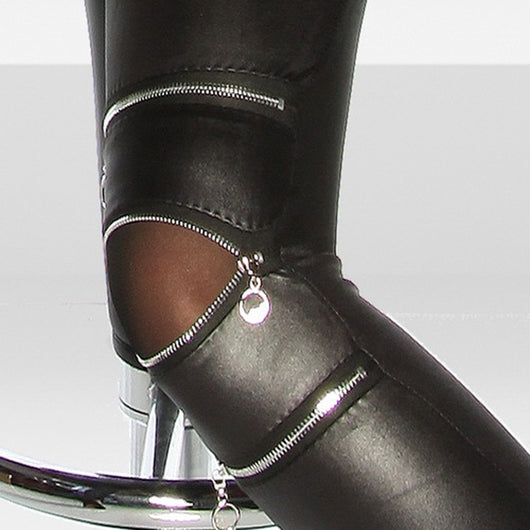 Leggings de Cuero Activos con Recortes Huecos y Cremalleras Altas para Mujer - Image 15