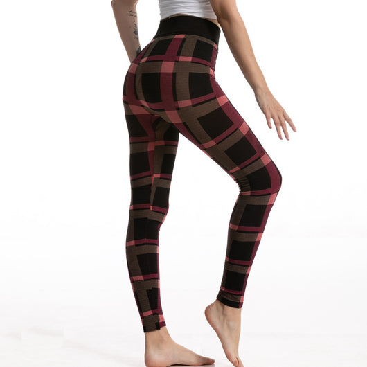 Leggings Jacquard de Cuadros Diosa de Cintura Alta para Mujer - Image 12
