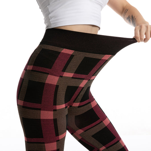 Leggings Jacquard de Cuadros Diosa de Cintura Alta para Mujer - Image 14