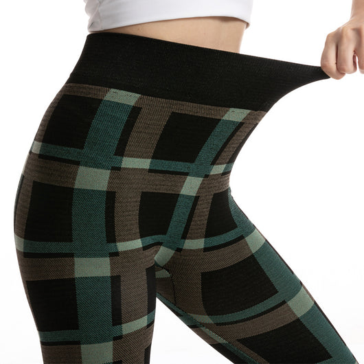 Leggings Jacquard de Cuadros Diosa de Cintura Alta para Mujer - Image 21