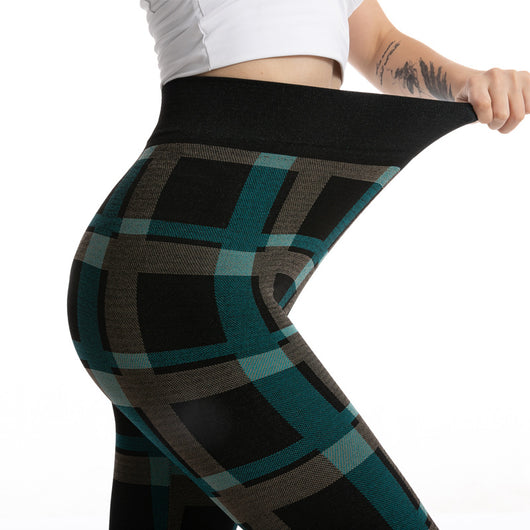 Leggings Jacquard de Cuadros Diosa de Cintura Alta para Mujer - Image 24