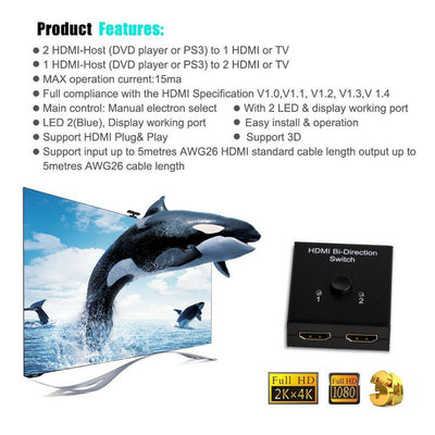 Divisor HDMI 2 en 1 - Switch Bidireccional de Alta Definición - Image 11