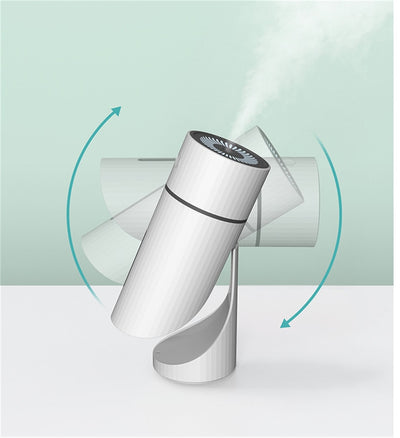 Teal cylindrical USB charging humidifier with a ribbed texture, black water level indicator, and two control buttons. - Image 13