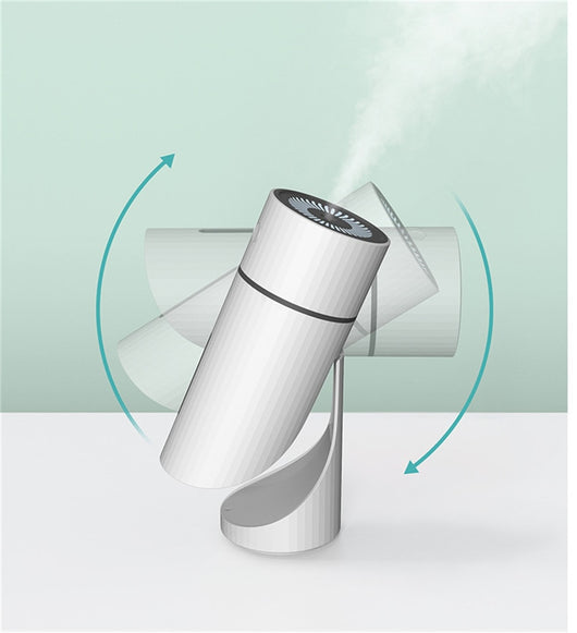 Teal cylindrical USB charging humidifier with a ribbed texture, black water level indicator, and two control buttons. - Image 13