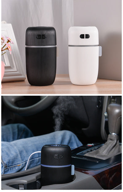Black ribbed white noise humidifier with control buttons on top, designed to aid sleep and humidify. - Image 9