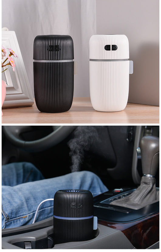 Black ribbed white noise humidifier with control buttons on top, designed to aid sleep and humidify. - Image 9