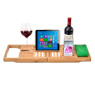 Bandeja de Bambú para Bañera con Soporte para Tablet, Copas y Accesorios - Image 13