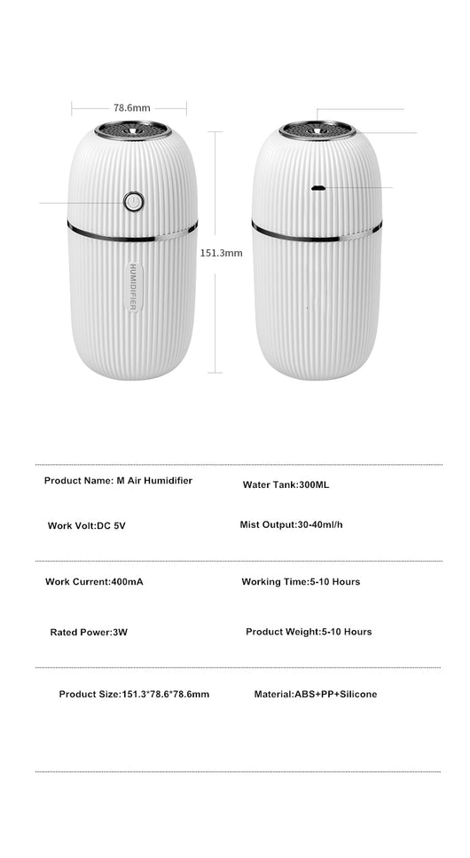 Navy blue portable humidifier with a ribbed texture, silver accents, and a power button on a white background. - Image 10