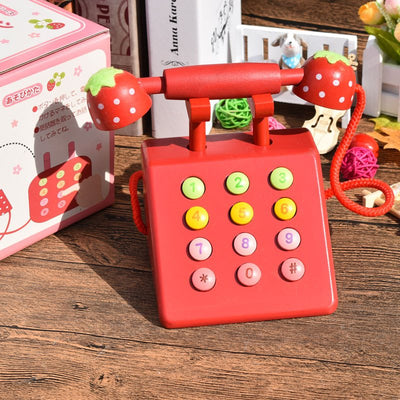 Juguete de Casa de Juegos con Teléfono de Simulación de Fresa de Madera - Image 17